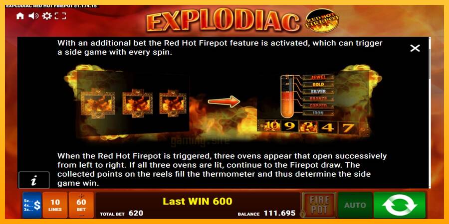 Explodiac Red Hot Firepot gaming machine for money, picture 7