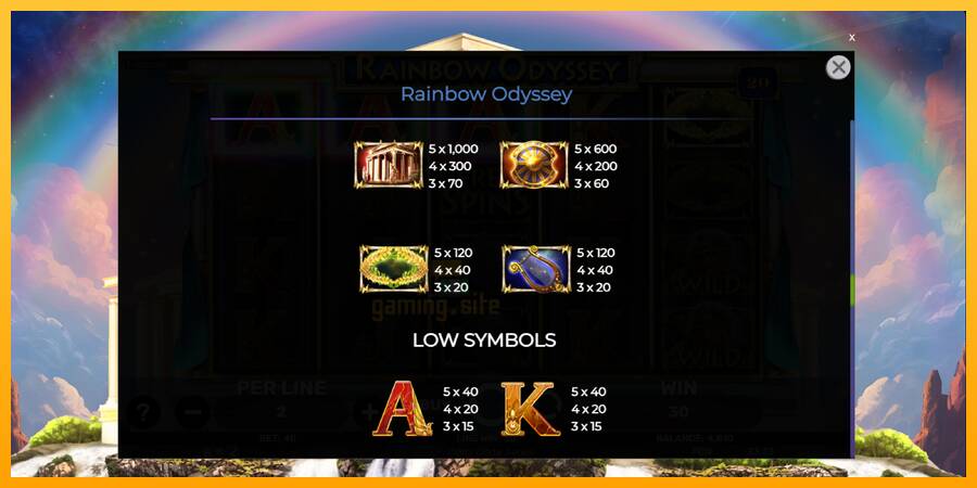 Rainbow Odyssey gaming machine for money, picture 6