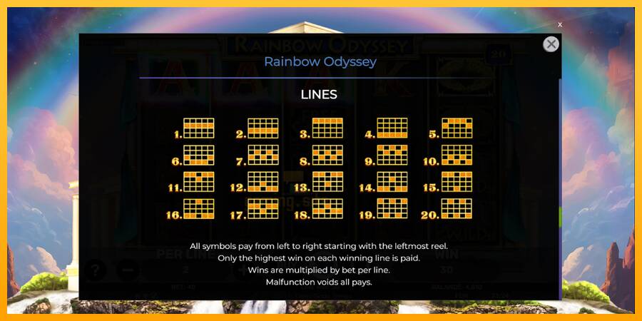 Rainbow Odyssey gaming machine for money, picture 7