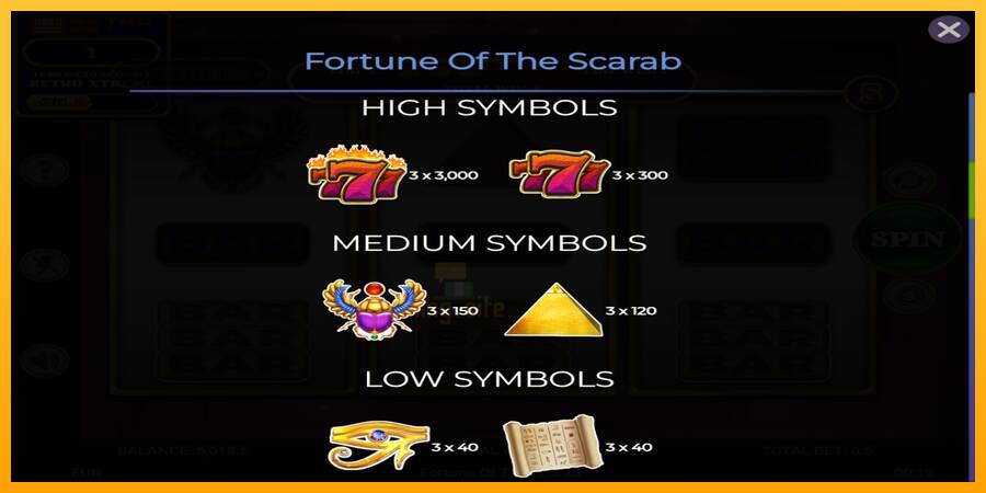 Fortune of the Scarab gaming machine for money, picture 5