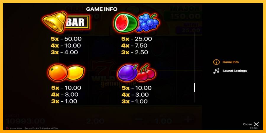 Sunny Fruits 2: Hold and Win gaming machine for money, picture 7