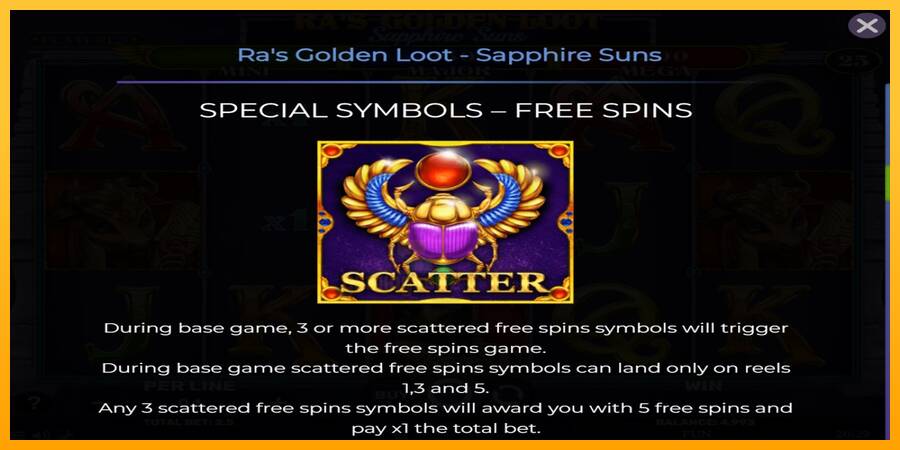 Ras Golden Loot - Sapphire Suns gaming machine for money, picture 4