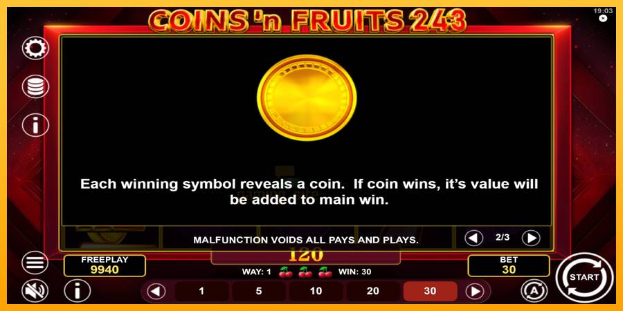 Coinsn Fruits 243 gaming machine for money, picture 6