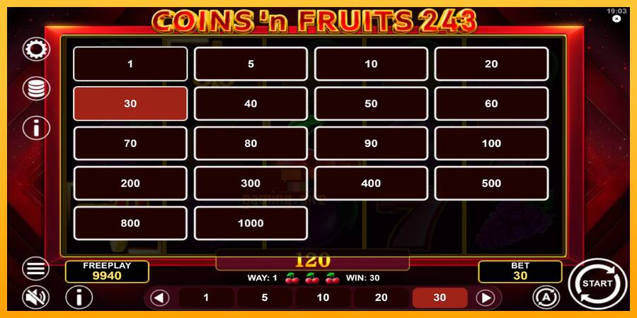 Coinsn Fruits 243 gaming machine for money, picture 7