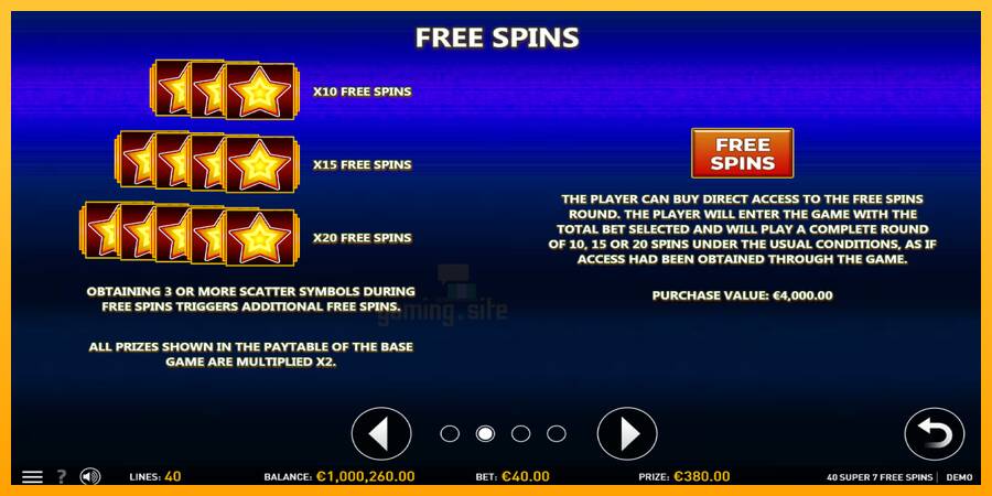 40 Super 7 Free Spins gaming machine for money, picture 6