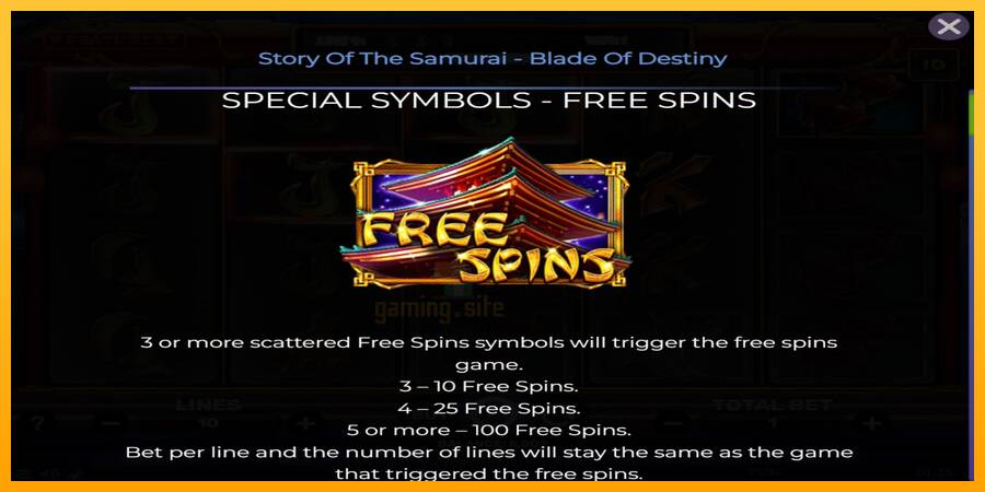 Story of the Samuari: Blade of Destiny gaming machine for money, picture 4