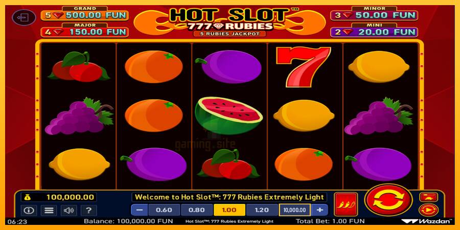 Hot Slot 777 Rubies Extremely Light gaming machine for money, picture 2