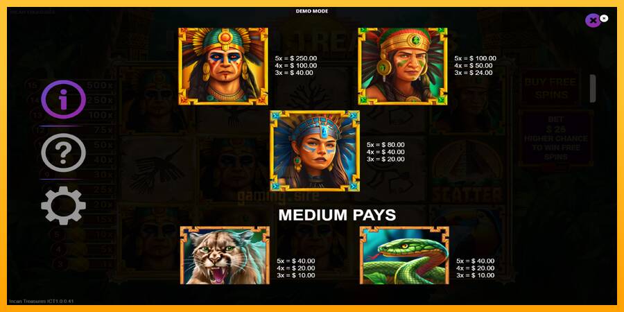 Incan Treasures gaming machine for money, picture 6