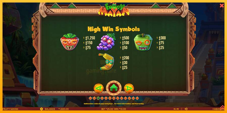 Fruity Mayan gaming machine for money, picture 5