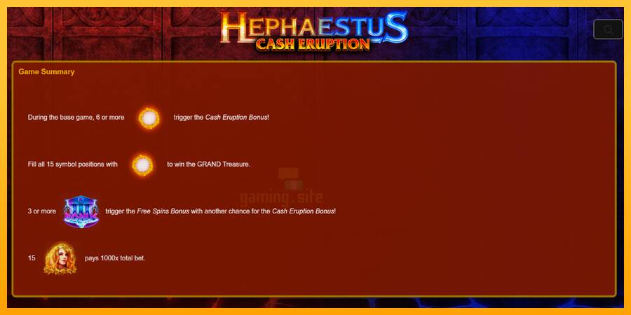 Cash Eruption Hephaestus gaming machine for money, picture 5