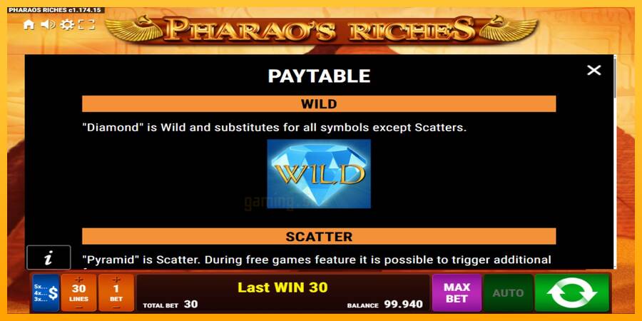 Pharaos Riches gaming machine for money, picture 5