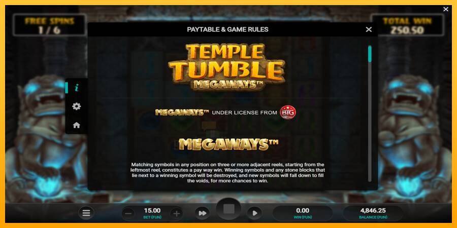 Temple Tumble gaming machine for money, picture 6