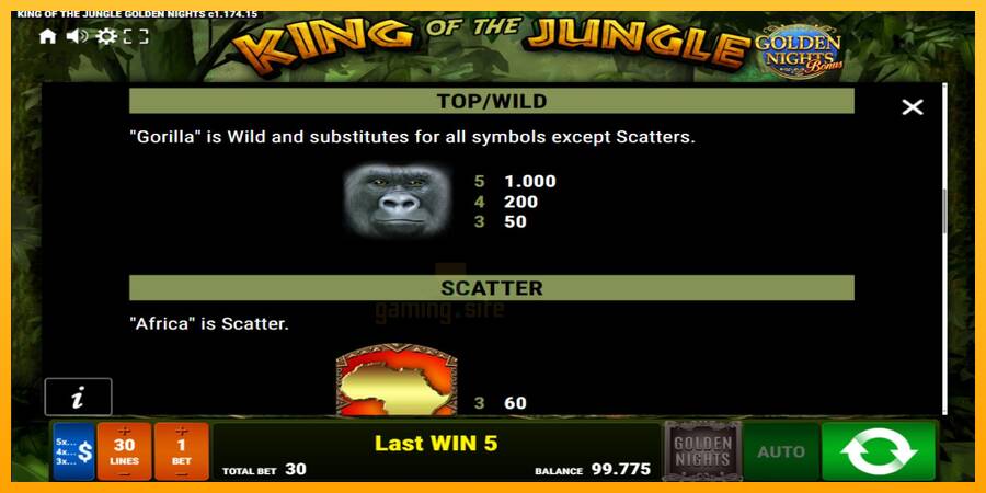 King of the Jungle Golden Nights gaming machine for money, picture 5