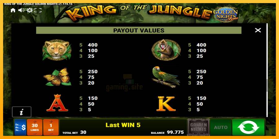 King of the Jungle Golden Nights gaming machine for money, picture 7