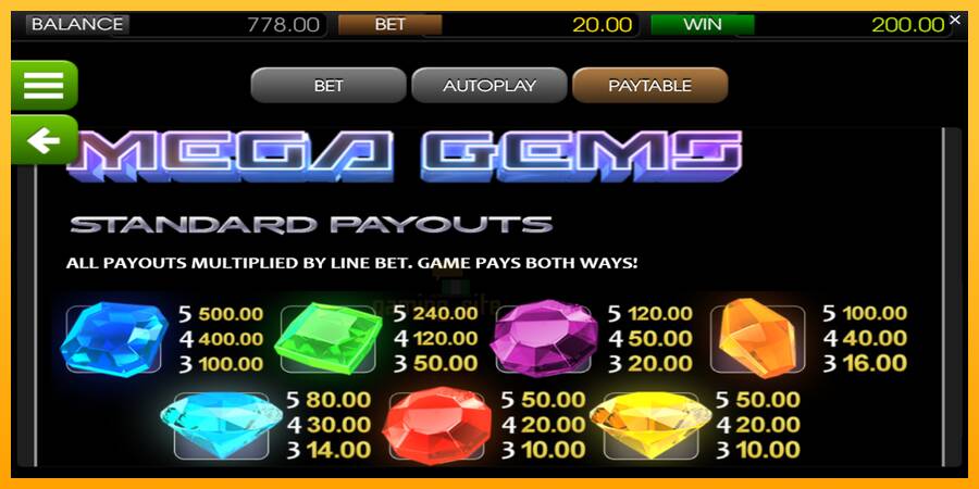 Mega Gems gaming machine for money, picture 5