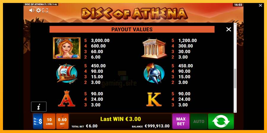 Disc of Athena gaming machine for money, picture 7