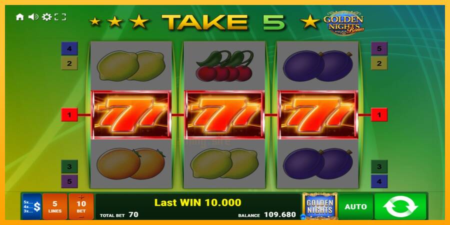 Take 5 Golden Nights gaming machine for money, picture 2