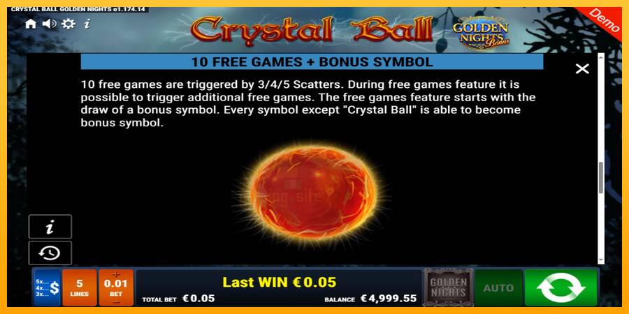 Crystal Ball Golden Nights gaming machine for money, picture 5