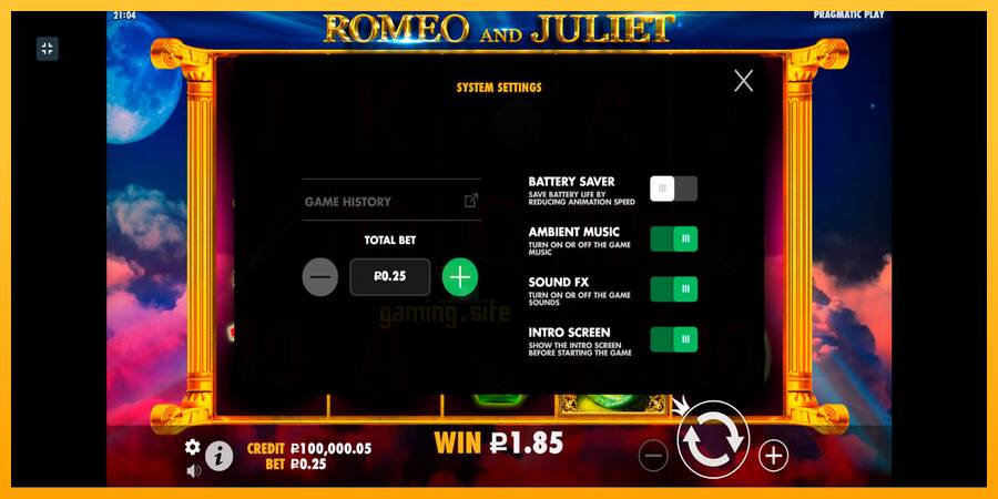 Romeo and Juliet gaming machine for money, picture 4