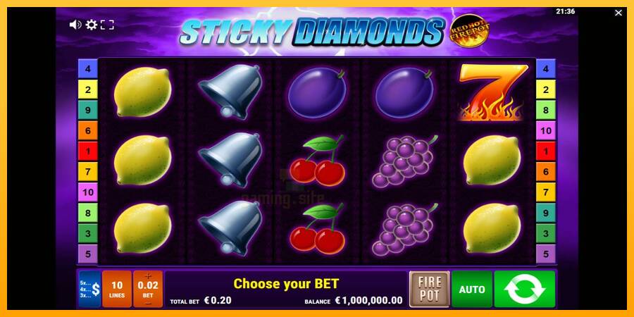 Sticky Diamonds Red Hot Firepot gaming machine for money, picture 1