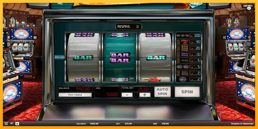 Respins Diamonds gaming machine for money, picture 3