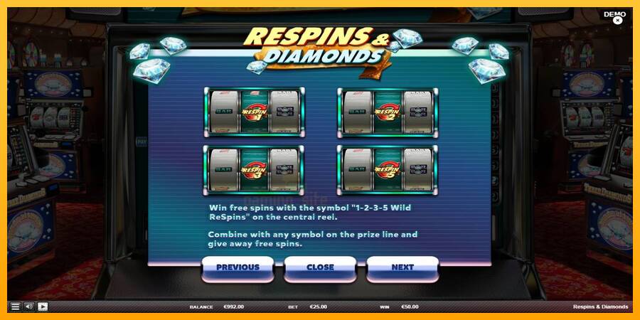 Respins Diamonds gaming machine for money, picture 6