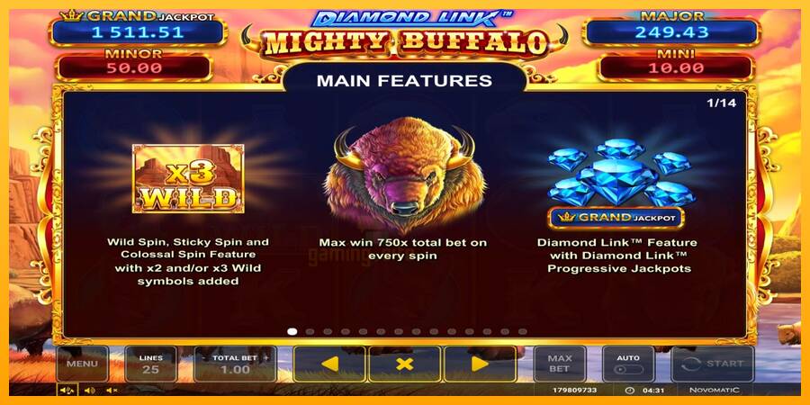 Diamond Link Mighty Buffalo gaming machine for money, picture 3