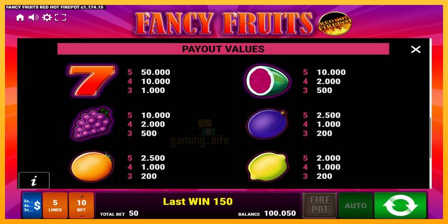 Fancy Fruits Red Hot Firepot gaming machine for money, picture 5