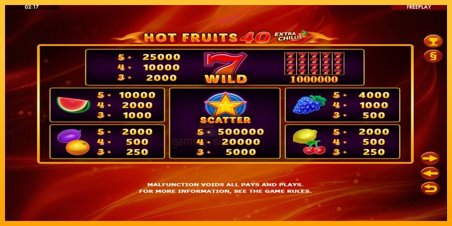 Hot Fruits 40 Extra Chillis gaming machine for money, picture 4