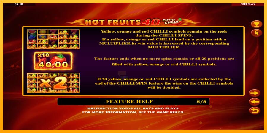 Hot Fruits 40 Extra Chillis gaming machine for money, picture 6