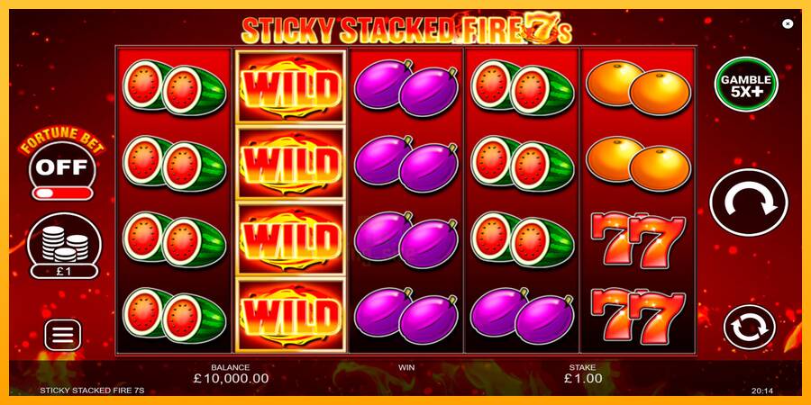 Sticky Stacked Fire 7s gaming machine for money, picture 1