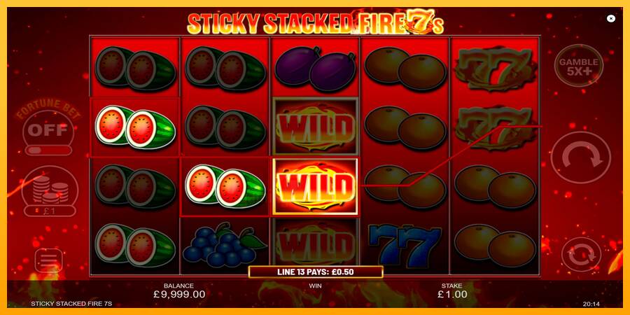 Sticky Stacked Fire 7s gaming machine for money, picture 2