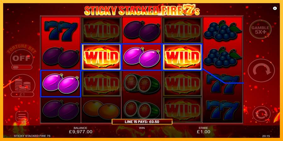 Sticky Stacked Fire 7s gaming machine for money, picture 3