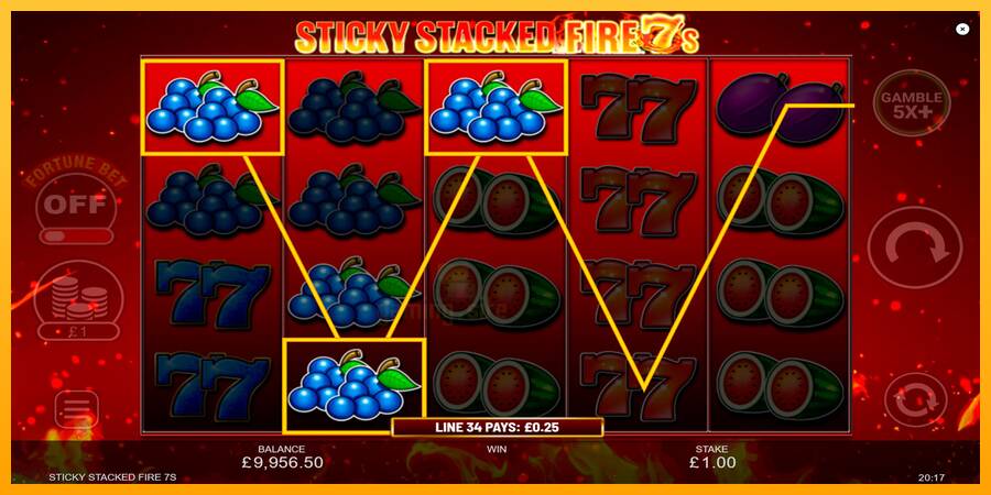 Sticky Stacked Fire 7s gaming machine for money, picture 4