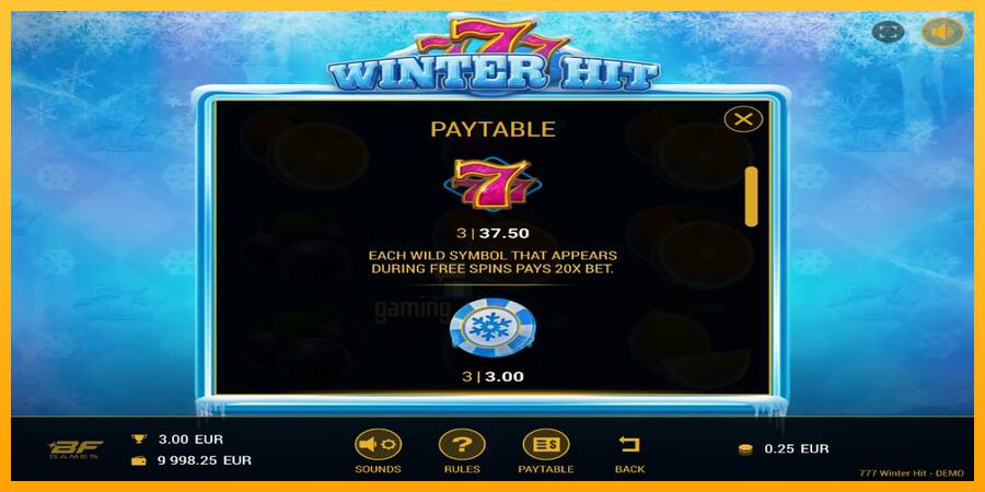 777 Winter Hit gaming machine for money, picture 3