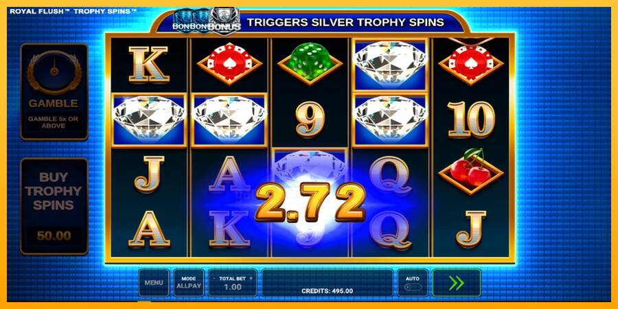 Royal Flush Trophy Spins gaming machine for money, picture 2