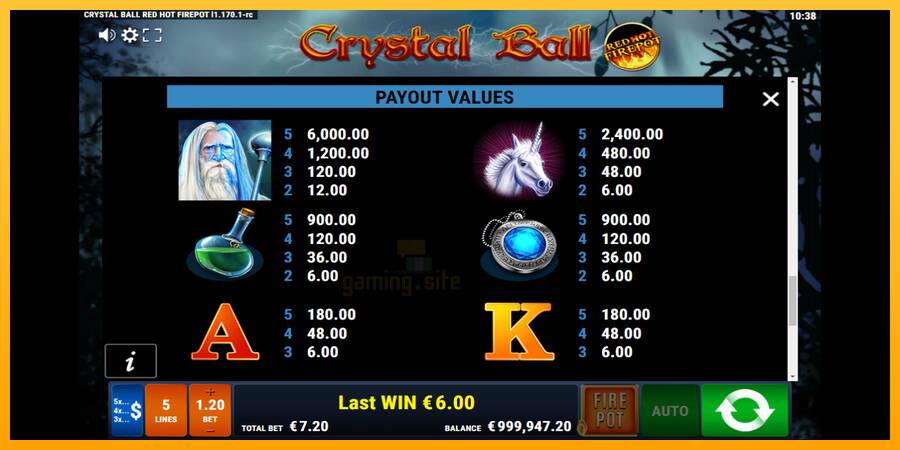 Crystal Ball Red Hot Firepot gaming machine for money, picture 5