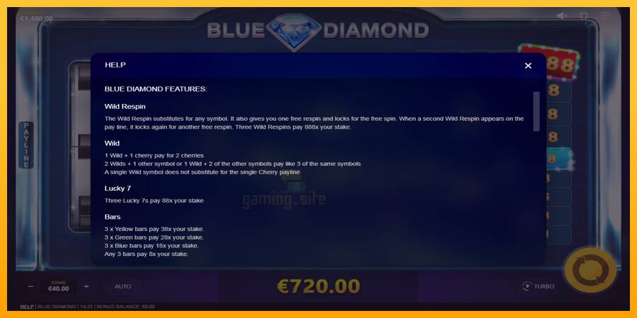 Blue Diamond gaming machine for money, picture 5