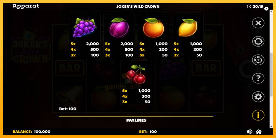 Jokers Wild Crown Diamond Treasures gaming machine for money, picture 6