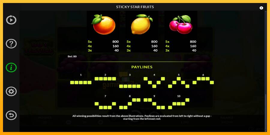 Sticky Star Fruits gaming machine for money, picture 7