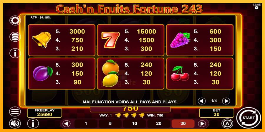 Cashn Fruits Fortune 243 gaming machine for money, picture 6