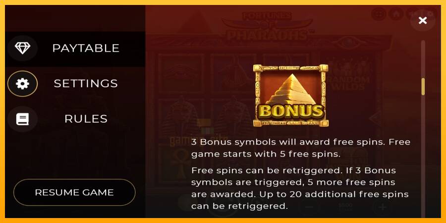 Fortunes of Pharaohs gaming machine for money, picture 4