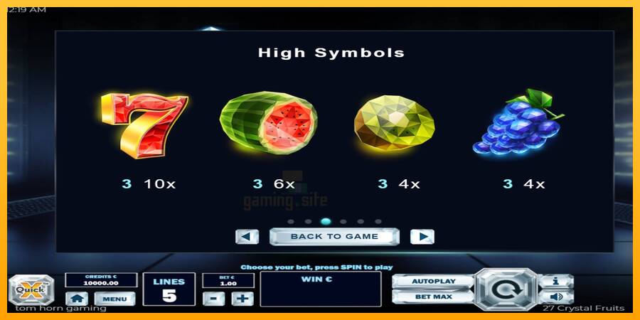 27 Crystal Fruits gaming machine for money, picture 6